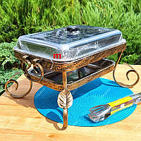 Садж для шашлику "Фараон" прямокутний з кришкою та щипцями