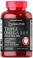 Омега Puritan's Pride — Triple Omega 3-6-9 Fish & Flax Oils (120 капсул)