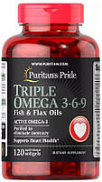 Омега Puritan's Pride - Triple Omega 3-6-9 Fish & Flax Oils (120 капcул)