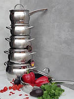 Набор кухонной посуды из нержавеющей стали 12 предметов Edenberg EB-4052 Набор кастрюль для индукционной плиты