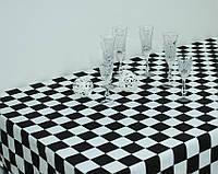 Скатертина для кухні на обідній або святковий стіл шахматка біло-чорна 150х180 см святкова упаковка