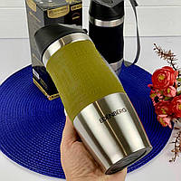 Термокружка из нержавейки 380мл, термокружка вакуумная для кофе и чая Edenberg EB-623 Термочашка металлическая Оливка
