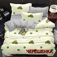 Ткань для постельного белья Бязь Royal Cotton RC1799 (A+B) - (50м+50м) киви на кремовом, серая полоска