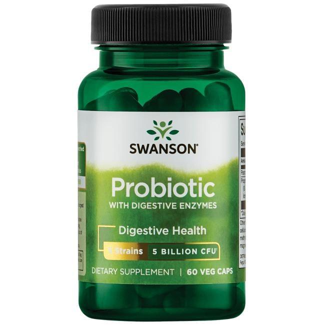 Пробіотики з травними ферментами, Probiotic with Digestive Enzymes, Swanson, 60 капсул вегетаріанських, фото 1
