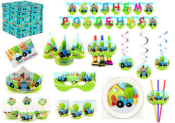 "Синій трактор" - Набір Прикрас на 16 персон + серветки (191 елементів декора), УКР