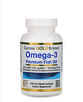 Омега-3, рыбий жир, Omega-3, California gold премиального качества, 100 рыбно-желатиновых капсул