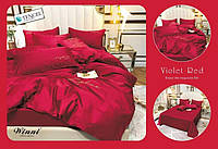 Евро комплект постельного белья из сатина высокого качества Цвет Красный