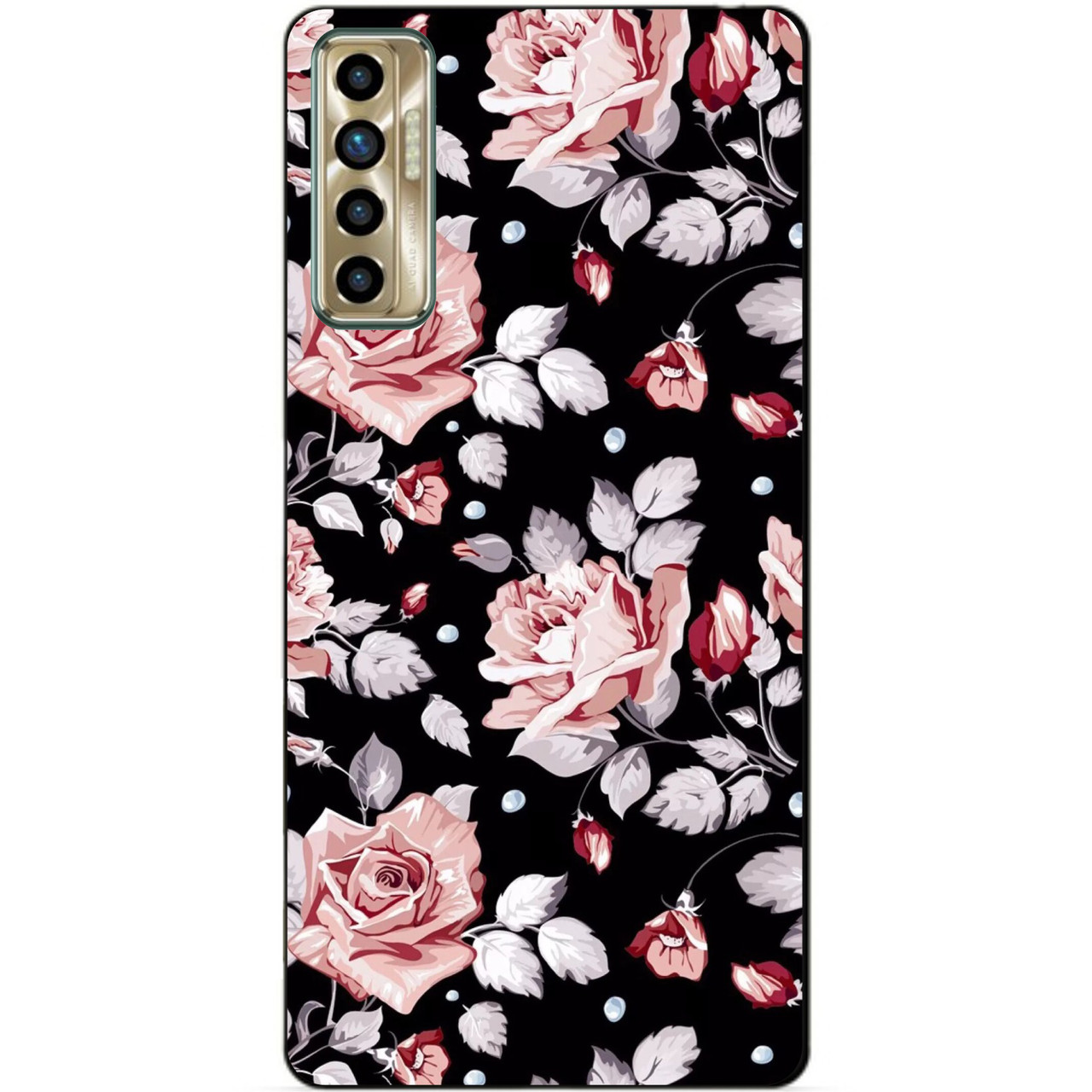 Силіконовий бампер чохол для Tecno Camon 17P з малюнком Троянди