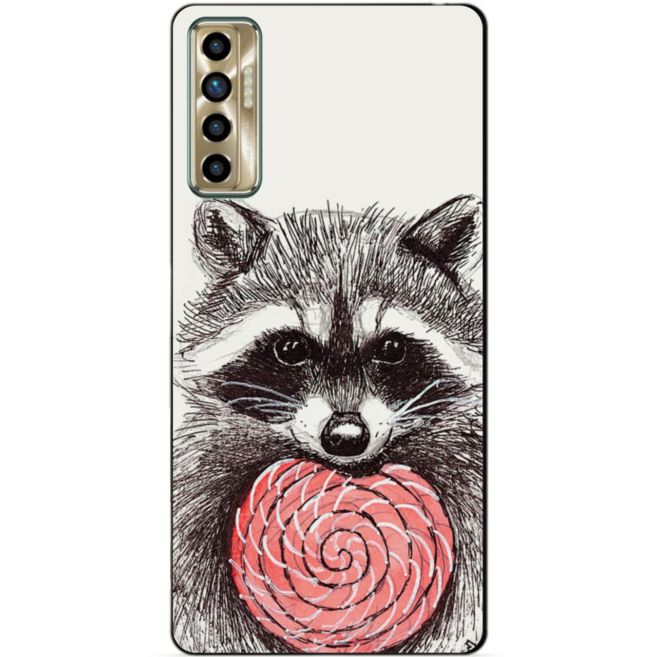 Силіконовий бампер чохол для Tecno Camon 17P з малюнком Єнот