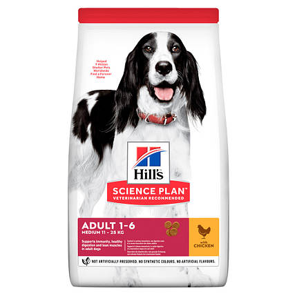 Сухий корм для собак HILL'S SCIENCE PLAN Adult Medium для середніх порід з куркою 14 кг, фото 1