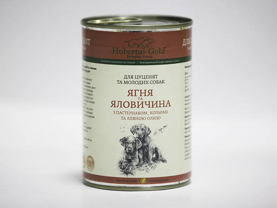 Вологий корм для цуценят Hubertus Gold ягня яловичина 400 г, фото 1