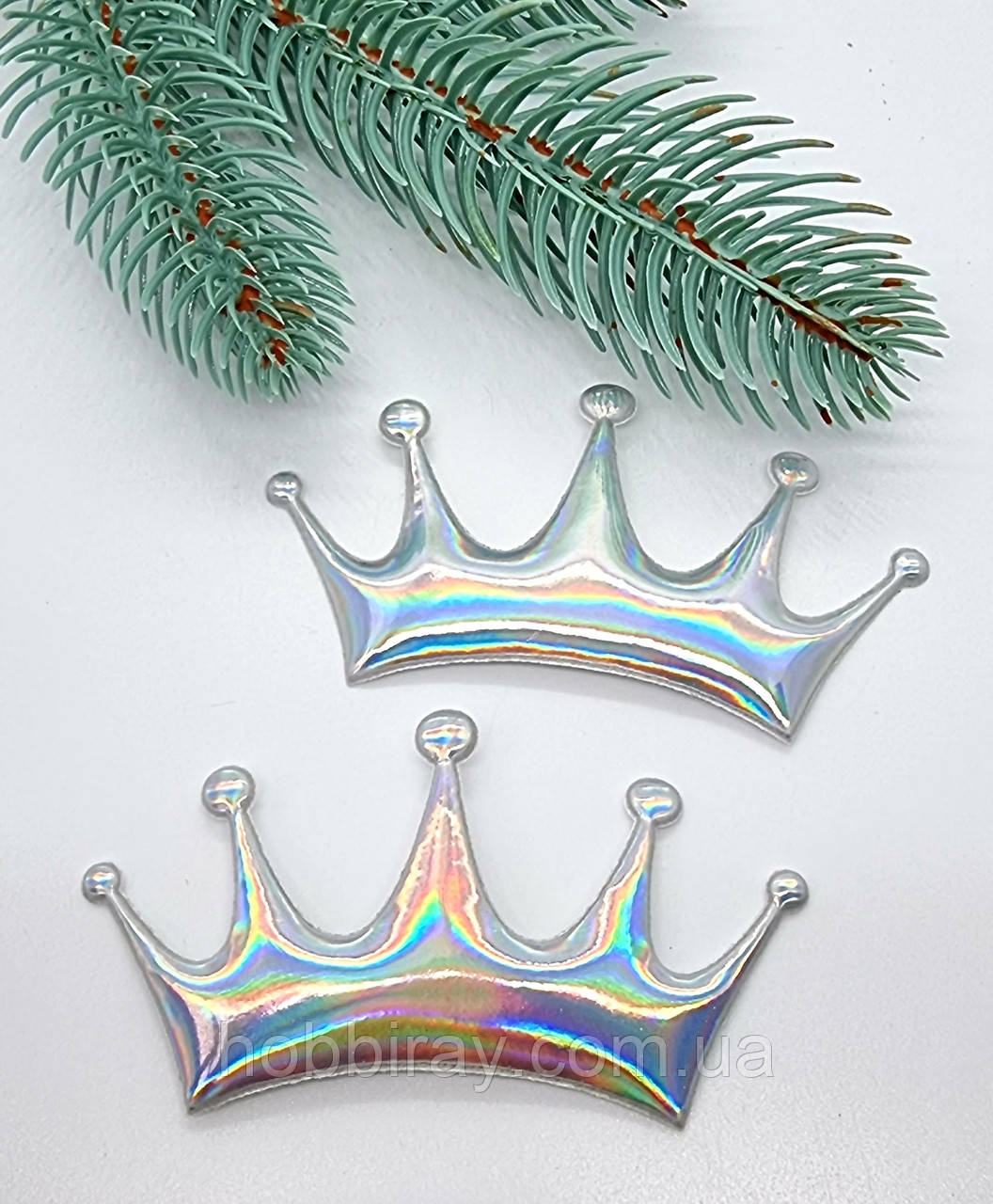 Аплікація корони, екошкіра лак галограм. 7,5х4 см. 1 шт., фото 1