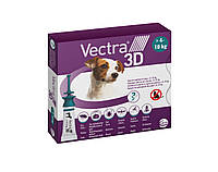Капли от блох и клещей инсектоакарицидные для собак весом от 4 до 10 кг VECTRA 3D пипетка 3 х 0,8 мл)