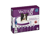 Капли от блох и клещей инсектоакарицидные для собак весом от 10 до 25 кг VECTRA 3D пипетка 3 х 0,8 мл)