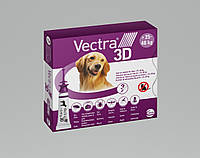 Капли от блох и клещей инсектоакарицидные для собак весом от 25 до 40 кг VECTRA 3D пипетка 3 х 0,8 мл)