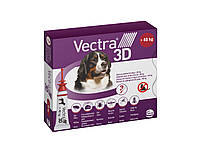 Капли от блох и клещей инсектоакарицидные для собак весом от 40 до 65 кг VECTRA 3D пипетка 3 х 0,8 мл)