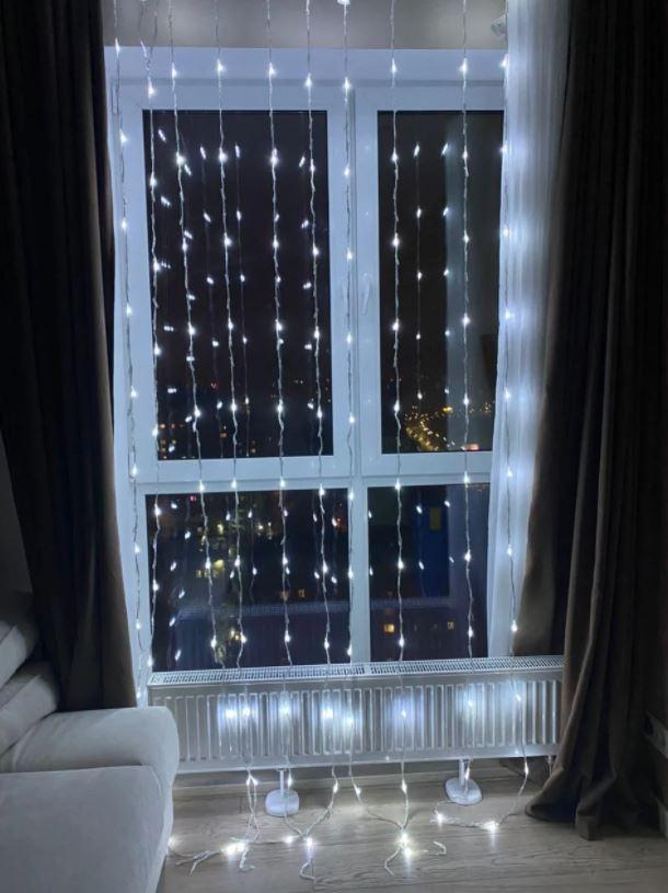 Світлодіодна гірлянда 300 LED водоспад штора 3м*1,5 м, білий