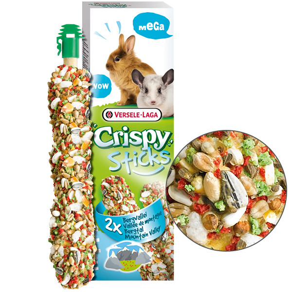 Ласощі для кроликів та шиншил VERSELE-LAGA CRISPY MEGA STICKS MOUNTAIN VALLEY гірська долина 2х70 г