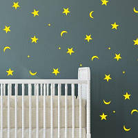 Вінілова інтер'єрна наклейка декор на стіну та шпалери «Зірки та місяці» з оракалу