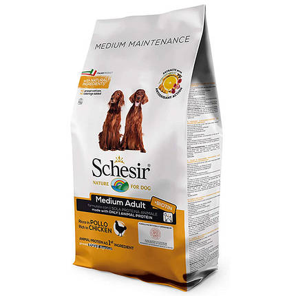 Сухий корм для собак Schesir Dog Medium Adult Chicken для середніх порід курка 12 кг, фото 1