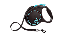 Поводок-рулетка Flexi (Флекси) Black Design лента M (5 м; до 25 кг) голубой