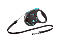 Поводок-рулетка Flexi (Флекси) Black Design трос S (5 м; до 12 кг) голубой
