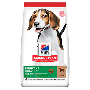 Сухий корм для цуценят HILL'S SCIENCE PLAN Puppy Medium для середніх порід ягня рис 14 кг, фото 1
