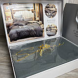 Сатиновий комплект постільної білизни високої якості Евро розмір Колір Темно-сірий, фото 2