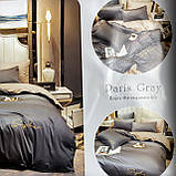 Сатиновий комплект постільної білизни високої якості Евро розмір Колір Темно-сірий, фото 4