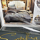 Сатиновий комплект постільної білизни високої якості Евро розмір Колір Темно-сірий, фото 5