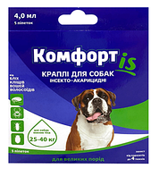Капли инсектоакарицидные от блох, клещей, вшей, волосоедов для собак весом 25-40 кг Комфортис 5 пипеток