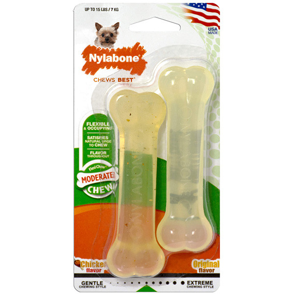 Іграшка для собак Nylabone Flexi Chew Twin Pack кістка з помірним стилем гризіння до 7 кг