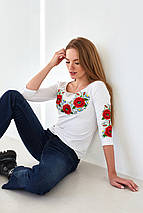 Жіноча трикотажна вишиванка "Багряні маки", фото 4