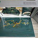 Сатиновий комплект постільної білизни високої якості Евро розмір Колір Смарагдовий, фото 8