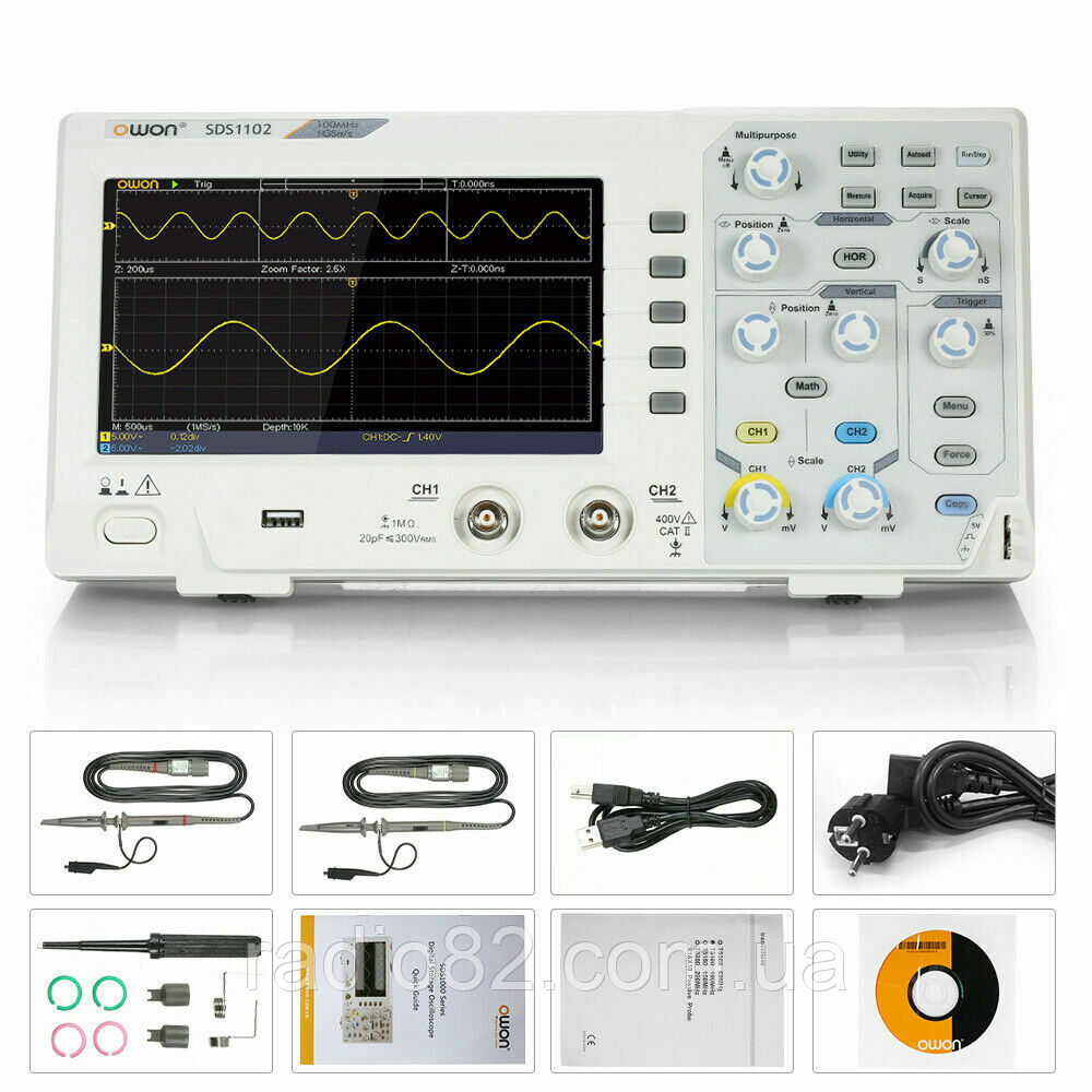 Цифровий осцилограф 2-х канальний OWON SDS1102 (100 мГц)