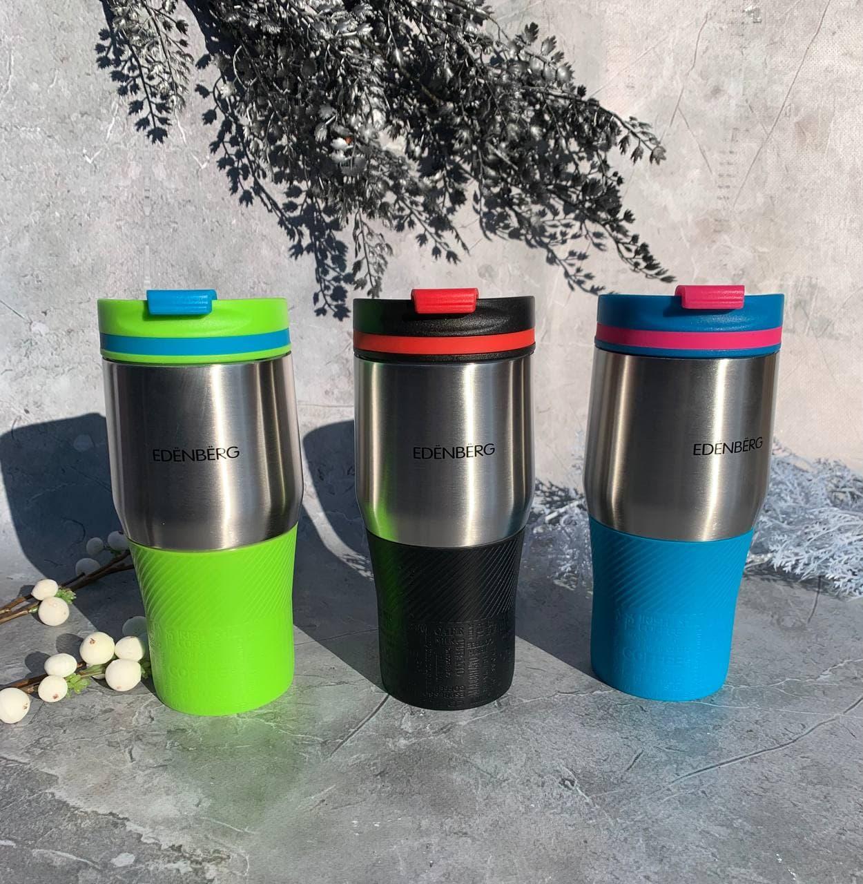 Термокухоль вакуумний із неіржавкої сталі 380 мл для кави та чаю Edenberg EB-631 Термо чашка металева термос, фото 1