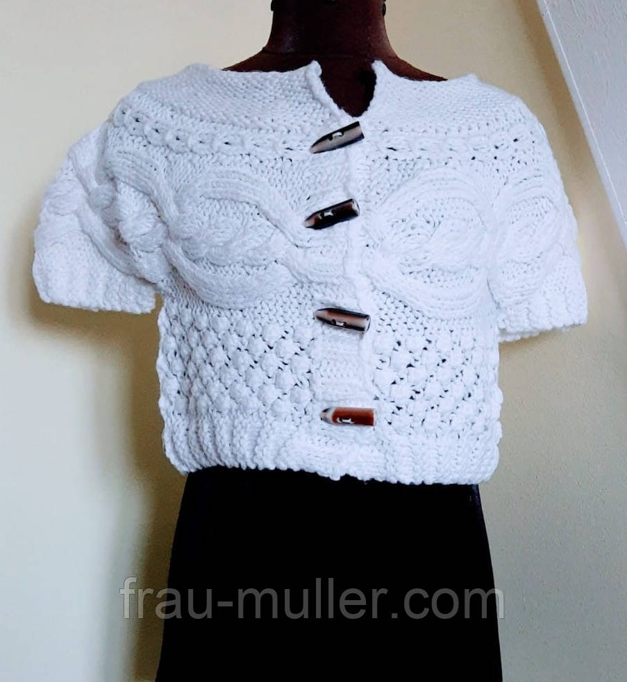 В'язаний жилет на гудзиках білий NED & HELEN, фото 1