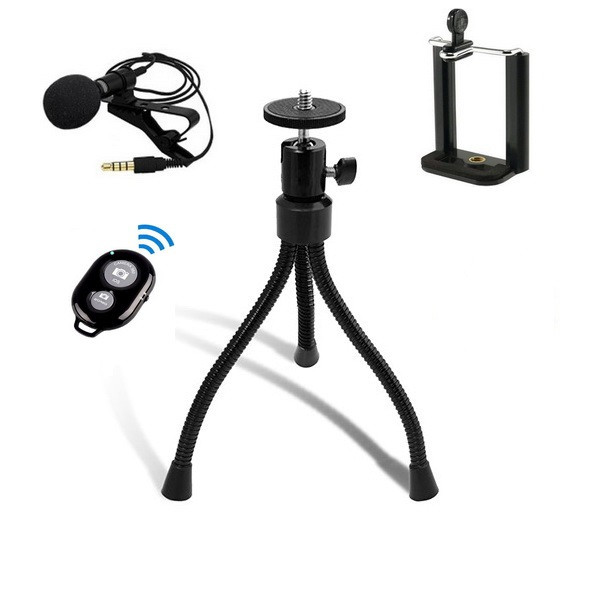 Набір Блогера Alitek 4 в 1: Штатив гнучкий + тримач для смартфона + Мікрофон + ДК2