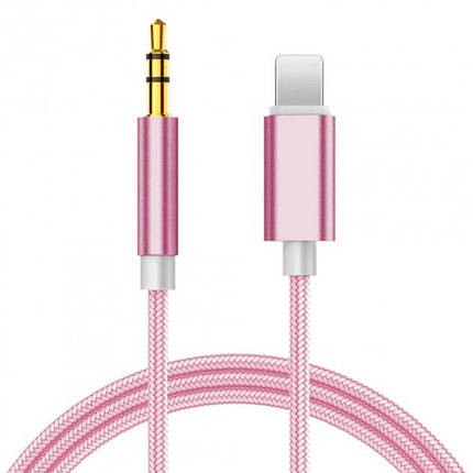 Кабель перехідник Аудіо AUX Alitek Lightning — 3.5 мм TRS Pink neylon, 1 м, фото 1