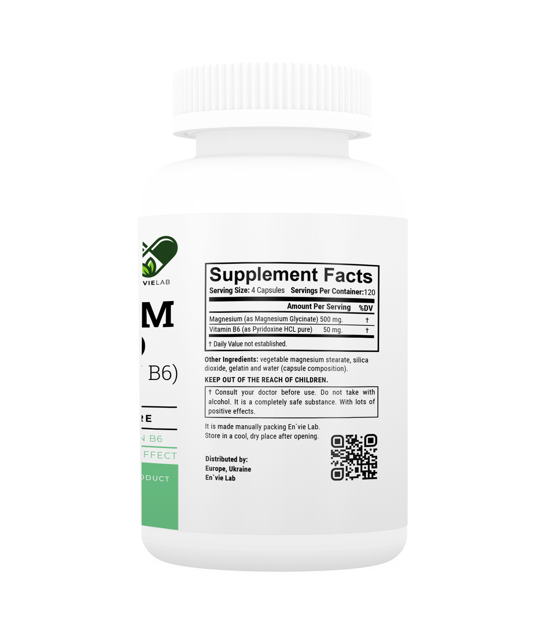Магний магний в6 (б6) 550 мг. ( Хелат глицинат ) PREMIUM En`vie Lab ...
