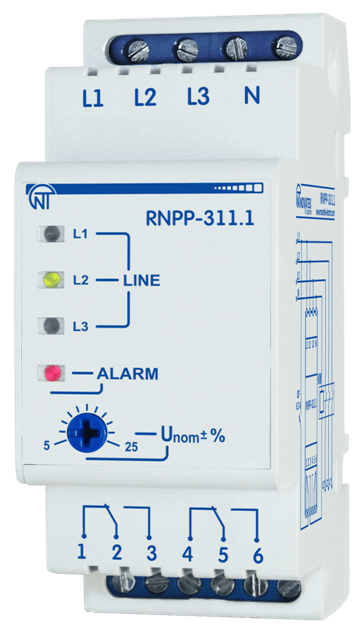 Реле напруги, перекосу і послідовності фаз RNPP-311.1