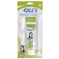 Зубная паста GILL*S мята + 3 щетки в наборе уход за полостью рта собак, 100 г