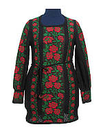 Туніка жіноча Троянди червоні з зеленим листям (чорне х/б)