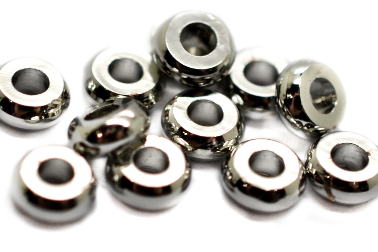 Металеві намистини Плоскі Латунь 4х1,5 мм 20 шт. Срібло, фото 1