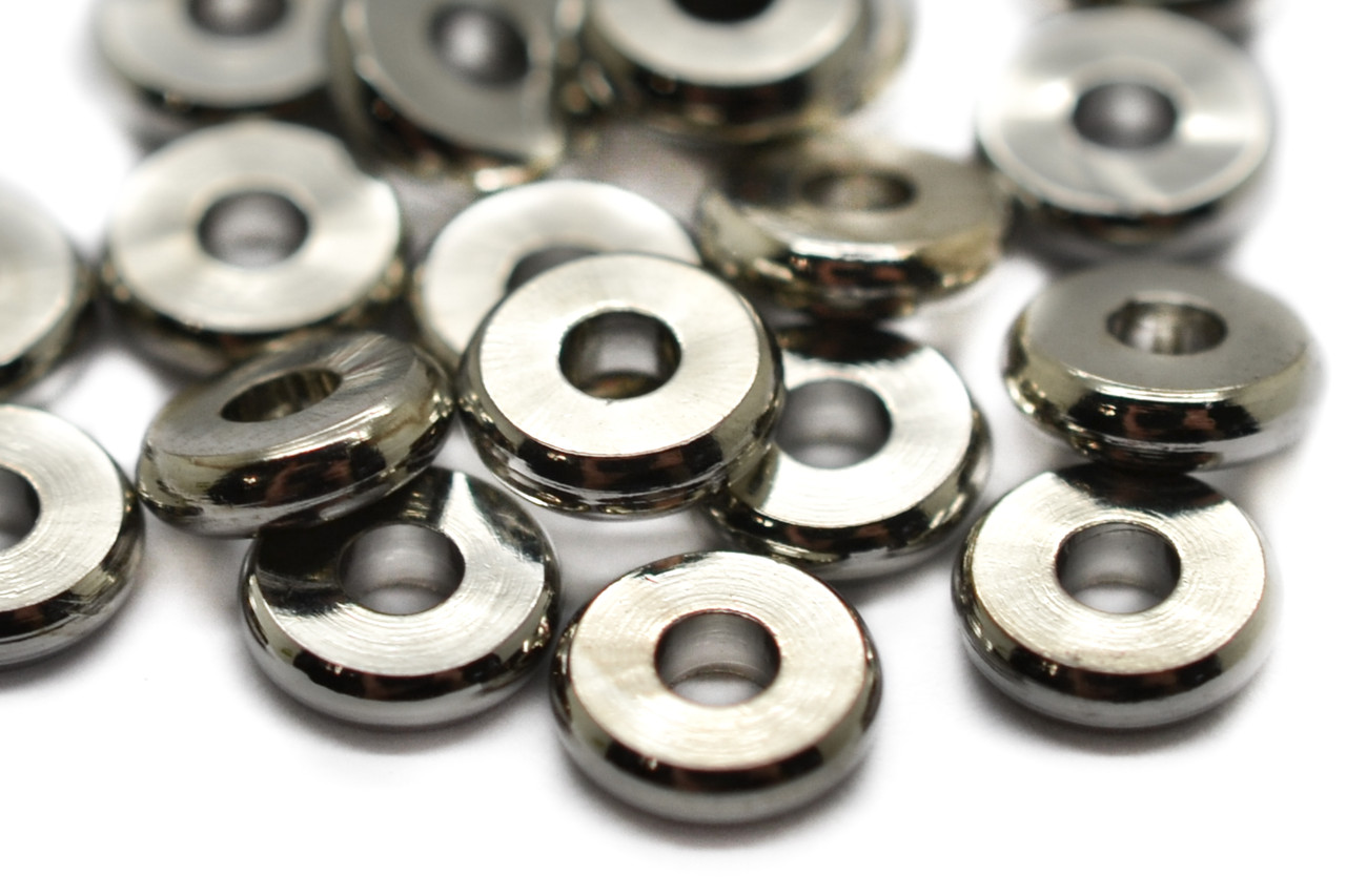 Металеві намистини Плоскі Латунь 6х1,5 мм 20 шт. Срібло, фото 1