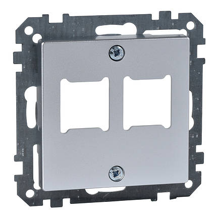 Центральна плата Merten System M для розеток RJ11/RJ45, 2 пости, алюміній, фото 1