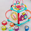 Чарівний розвиваючий барабан сортер 7в1 гра нагодуй пташку пальчиковий лабіринт кермо годинник піаніно зі світлом та звуком, фото 7