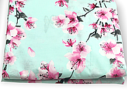 Підковдра на блискавці 145х215 (Бязь) | Полуторна підковдра від виробника "Королева Ночі" | Квіти і метелики на бірюзовому, фото 2