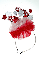 Карнавальный аксессуар обруч для костюма Конфеты №1 15 см Красный
