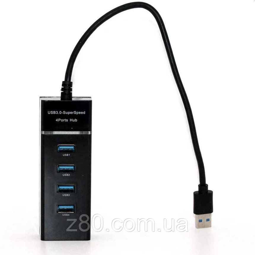 USB 3.0 хаб розгалужувач на 4хUSB 3.0 порта, кабель 0,3 м, фото 1